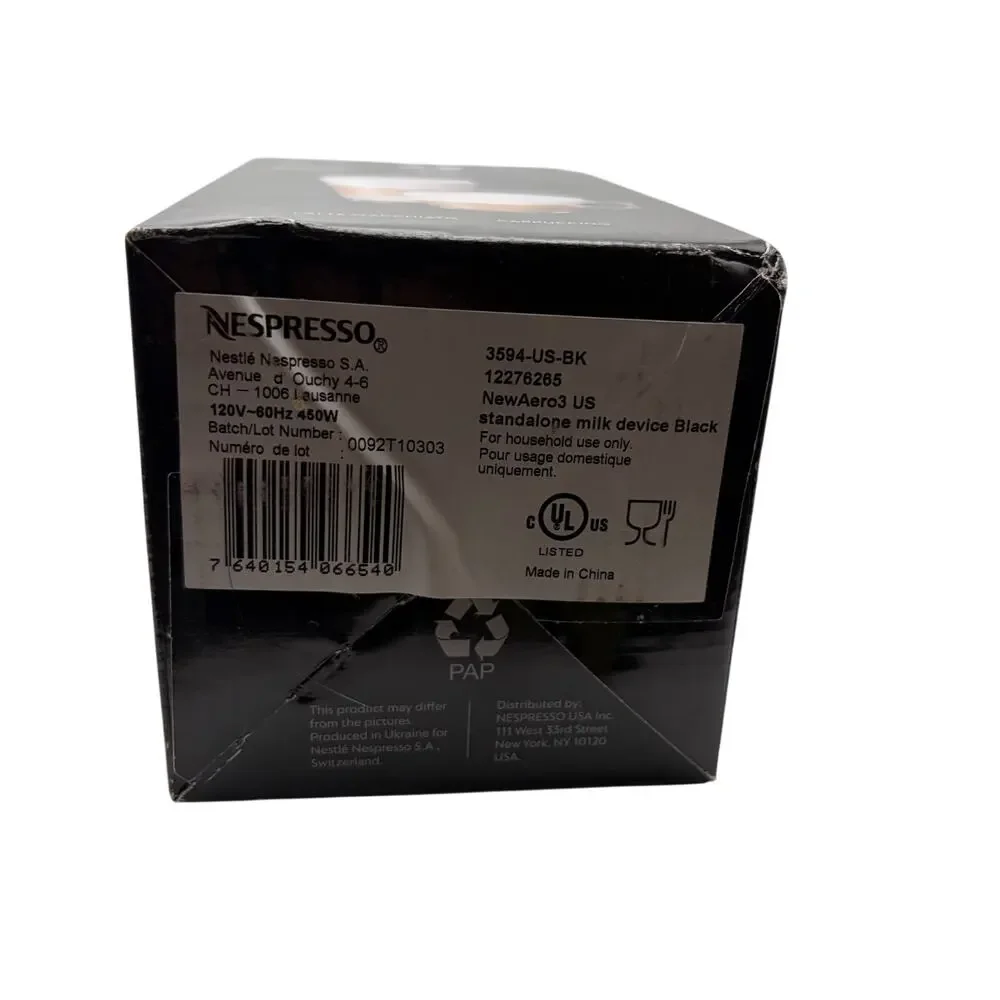 Nespresso Aeroccino 3 Electric Milk Frother - Black (3694-US-BK)